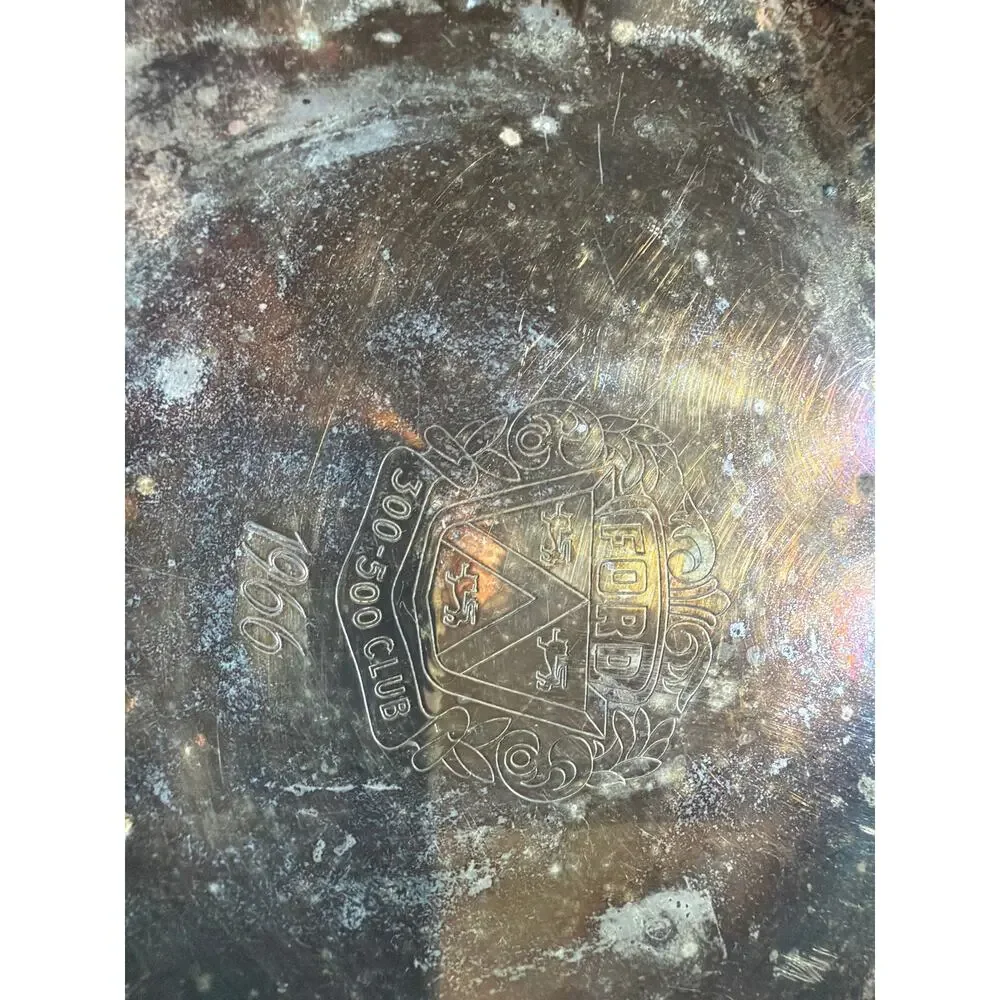 Vintage Ford 500-500 Club 1966 Silverplate Scalloped Bowl Trophy Award 8.5